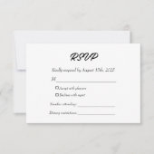 Elegant Modern Kindly Reply Black and White Formal RSVP Kaartje (Voorkant)