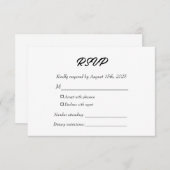Elegant Modern Kindly Reply Black and White Formal RSVP Kaartje (Voorkant / Achterkant)