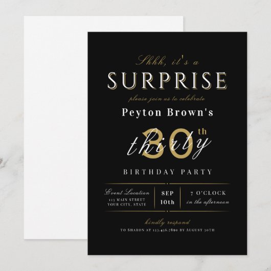 Elegant modern klasje verrassing 30e verjaardag in kaart (Voorkant / Achterkant)