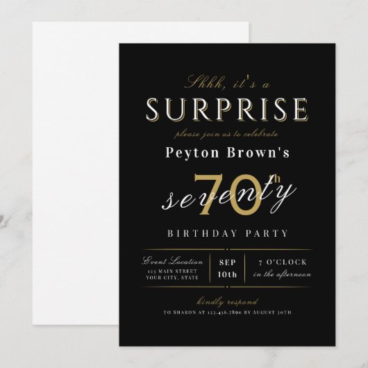 Elegant modern klasje verrassing 70ste verjaardag  kaart (Voorkant / Achterkant)