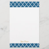 Elegant, modern, klassiek blauw quatrefoil voor de briefpapier (Voorkant)
