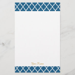 Elegant, modern, klassiek blauw quatrefoil voor de briefpapier
