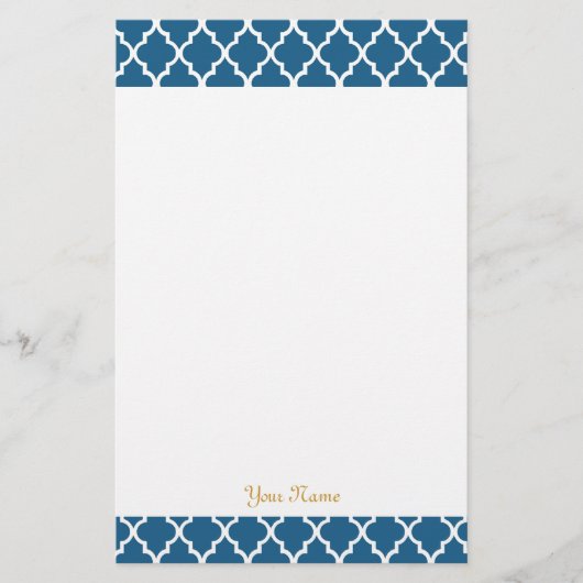 Elegant, modern, klassiek blauw quatrefoil voor de briefpapier (Voorkant)