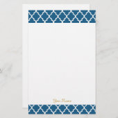 Elegant, modern, klassiek blauw quatrefoil voor de briefpapier (Voorkant / Achterkant)