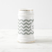 Elegant, modern, klassiek grijs en wit chevron bierpul (Center)