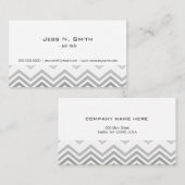 Elegant, modern, klassiek grijs en wit chevron visitekaartje (Voorkant / Achterkant)