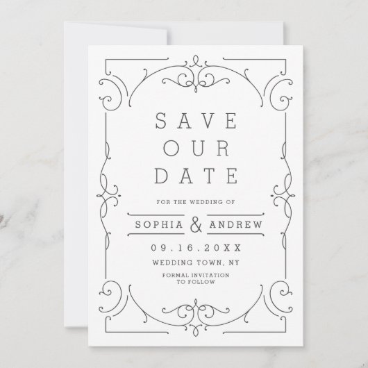 Elegant modern klassiek huwelijk redt de datum save the date (Voorkant)