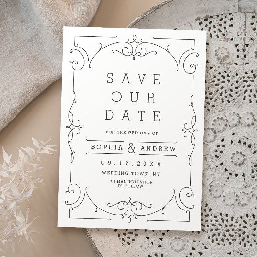Elegant modern klassiek huwelijk redt de datum save the date
