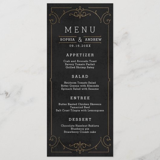 Elegant modern klassiek huwelijksmenu menu (Voorkant)