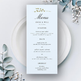 Elegant Modern Klassiek Ijsblauw Winter Bruiloft Menu