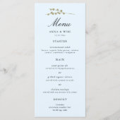 Elegant Modern Klassiek Ijsblauw Winter Bruiloft Menu (Voorkant)