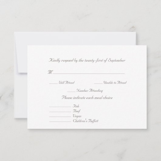 Elegant Modern Klassiek Ivoor Koper Blush Bruiloft RSVP Kaartje (Achterkant)