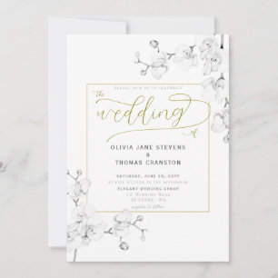 Elegant modern Klassiek Ivory Orchid Floral Weddin Kaart