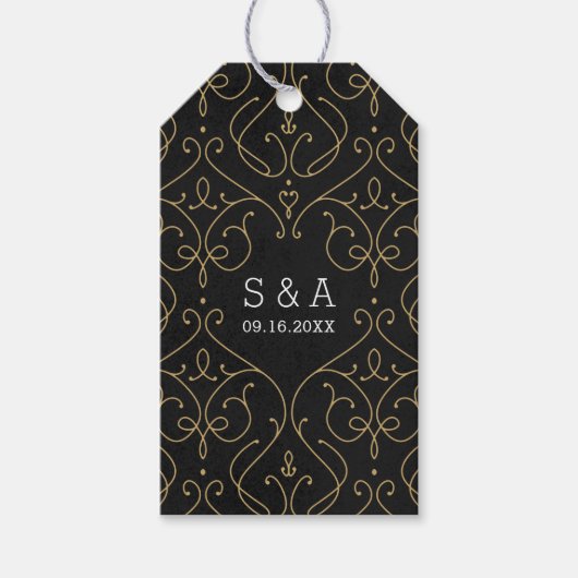 Elegant modern klassiek monogram voor het bruiloft cadeaulabel (Voorkant)