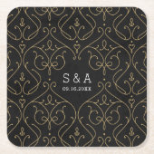 Elegant modern klassiek monogram voor het bruiloft kartonnen onderzetters (Voorkant)