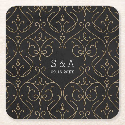 Elegant modern klassiek monogram voor het bruiloft kartonnen onderzetters (Voorkant)