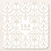 Elegant modern klassiek monogram voor het bruiloft kartonnen onderzetters (Voorkant)