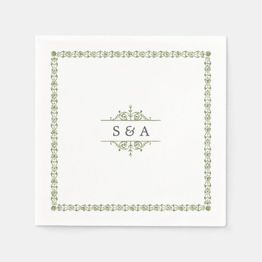 Elegant modern klassiek monogram voor het bruiloft servet (Voorkant)