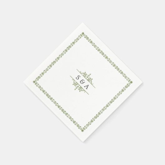 Elegant modern klassiek monogram voor het bruiloft servet (Hoek)