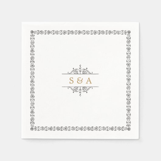 Elegant modern klassiek monogram voor het bruiloft servet (Voorkant)