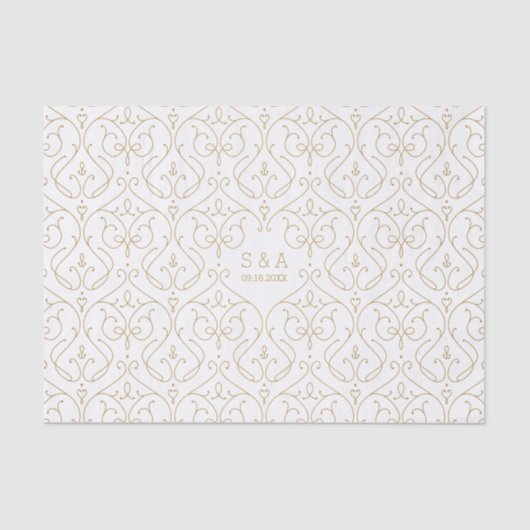 Elegant modern klassiek monogram voor het bruiloft tissuepapier (Voorkant)