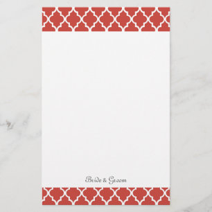 Elegant, modern, klassiek rood quatrefoil bruiloft briefpapier