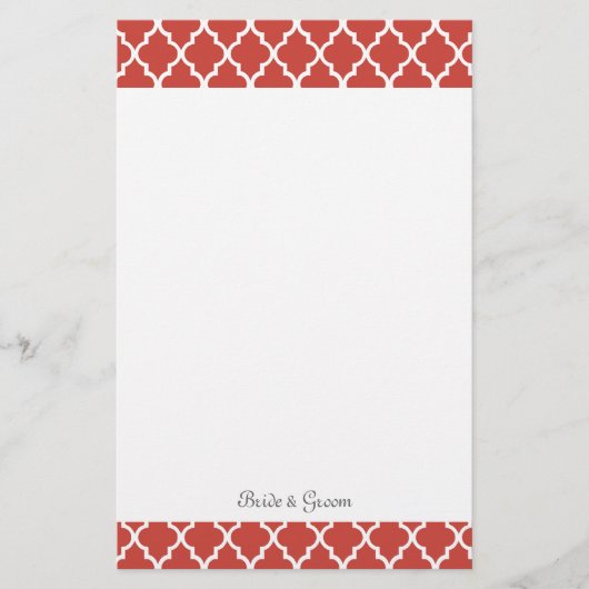 Elegant, modern, klassiek rood quatrefoil bruiloft briefpapier (Voorkant)