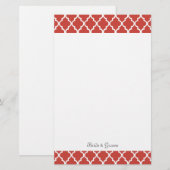 Elegant, modern, klassiek rood quatrefoil bruiloft briefpapier (Voorkant / Achterkant)