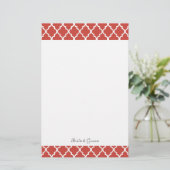 Elegant, modern, klassiek rood quatrefoil bruiloft briefpapier (Staand voorkant)