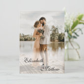 Elegant modern klassiek script 5 Photo Wedding Kaart (Staand voorkant)