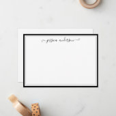 Elegant modern, klassiek stijlvol zwart script voo notitiekaartje (Voorkant / Achterkant in situ)