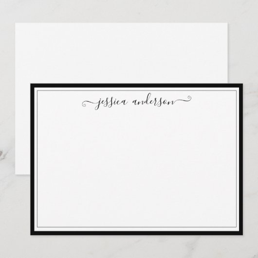 Elegant modern, klassiek stijlvol zwart script voo notitiekaartje (Voorkant / Achterkant)