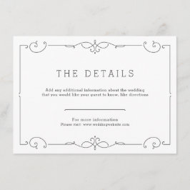 Elegant modern klassiek trouwdetail informatiekaartje