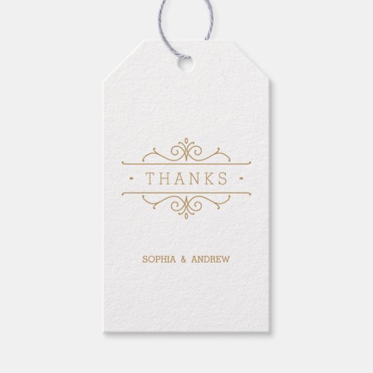 Elegant modern klassiek wijnjaar bruiloft bedankt cadeaulabel (Voorkant)