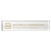 Elegant modern, klein, wit goud met Logo Naambordje (Voorkant)