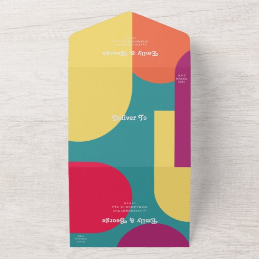 Elegant modern kleurrijk Abstract stijlvol huwelij All In One Uitnodiging (Buitenkant)