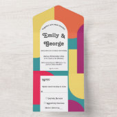Elegant modern kleurrijk Abstract stijlvol huwelij All In One Uitnodiging (Binnen)