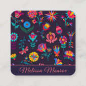 Elegant Modern Kleurrijk Botanisch Bloemen Script Vierkante Visitekaartje (Voorkant)