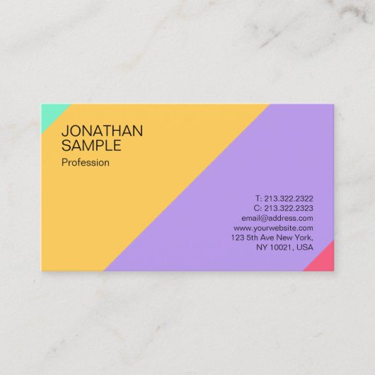 Elegant modern, kleurrijk, eenvoudig ontwerp Sjabl Visitekaartje (Voorkant)