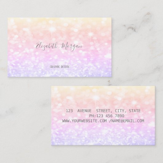 Elegant modern kleurrijk Glitter Bokeh Visitekaartje (Voorkant / Achterkant)