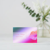 Elegant modern kleurrijk, glitter lips visitekaartje (Staand voorkant)