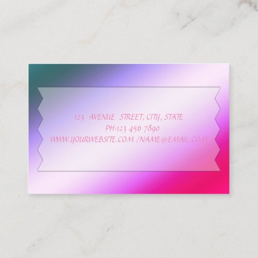 Elegant modern kleurrijk, glitter lips visitekaartje (Achterkant)