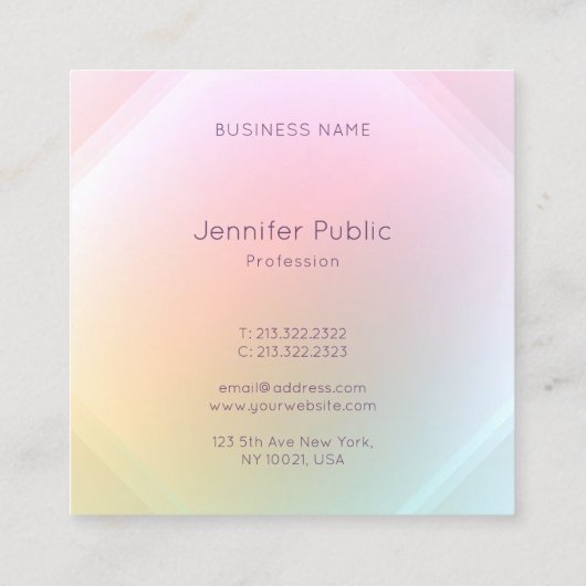 Elegant modern kleurrijk script voor Sjabloon Tren Vierkante Visitekaartje (Achterkant)