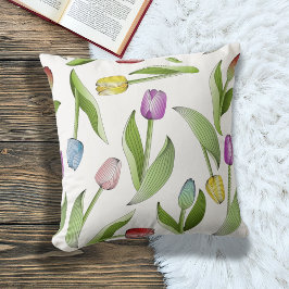 Elegant Modern Kleurrijk Tulpen Bloempatroon Kussen