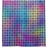 Elegant Modern Kleurrijk Vierkanten Tegels Patroon Douchegordijn (Voorkant)