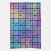 Elegant Modern Kleurrijk Vierkanten Tegels Patroon Theedoek (Verticaal)