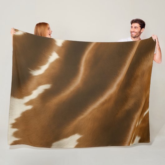 Elegant Modern Koe Faux Leather Collectie Fleece Deken (In situ)