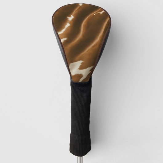 Elegant Modern Koe Faux Leather Collectie Golfheadcover (Voorkant)