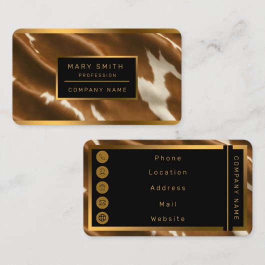 Elegant Modern Koe Faux Leather Collectie Visitekaartje (Voorkant / Achterkant)