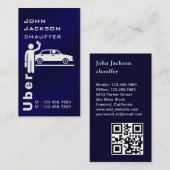 Elegant Modern Koninklijk Blauw QR code Chauffeur Visitekaartje (Voorkant / Achterkant)